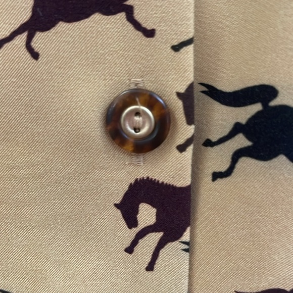 Sag Harbor tan button down shirt with brown and black horses. Size 16 - Picture 6 of 12